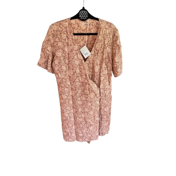 NWT Faherty Womens Bronze Riviera Floral Tie Wrap Ashley Linen Dress Medium - Picture 12 of 12